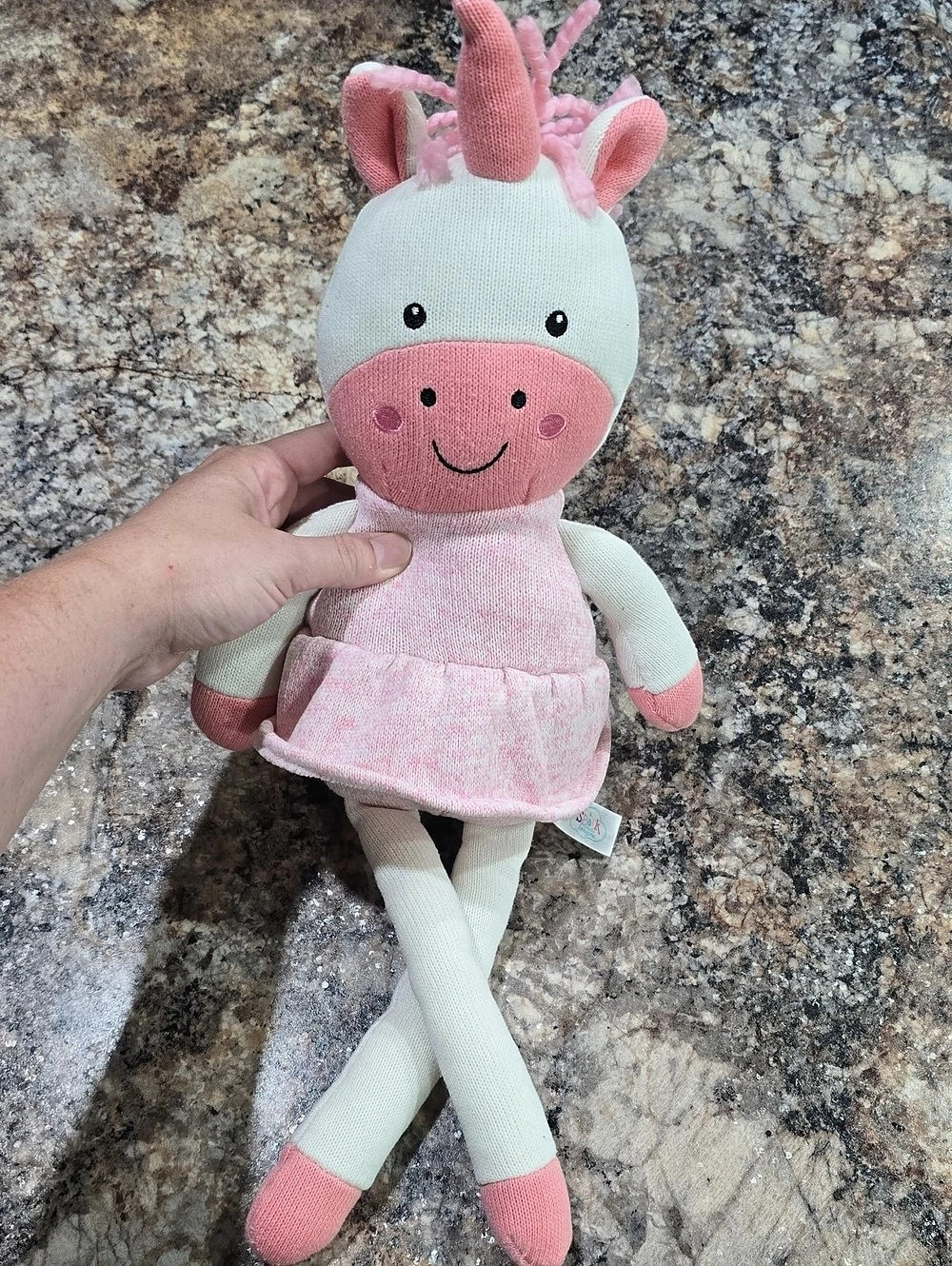 Spark Create Imagine Unicorn Knit Plush Doll in Pink Dress Pink Dress